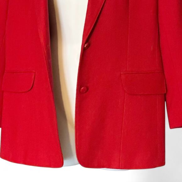 Vintage 80s Kensington Square Red Wool Blazer Sz 9/10 Oversized Boyfriend Career - Picture 5 of 10